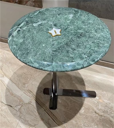 Meja Ujung Atas Marmer Hijau